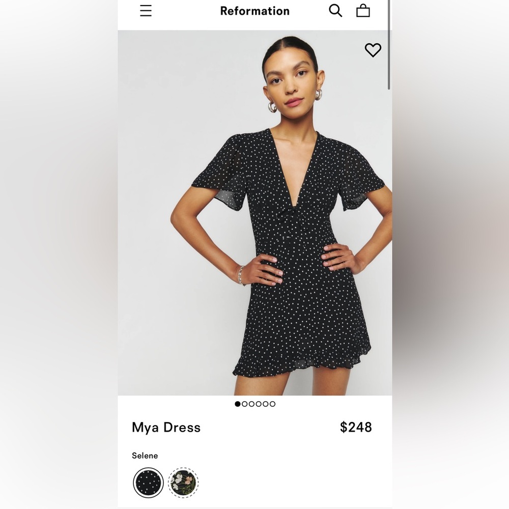 Reformation Black Polka Dot Mini Dress